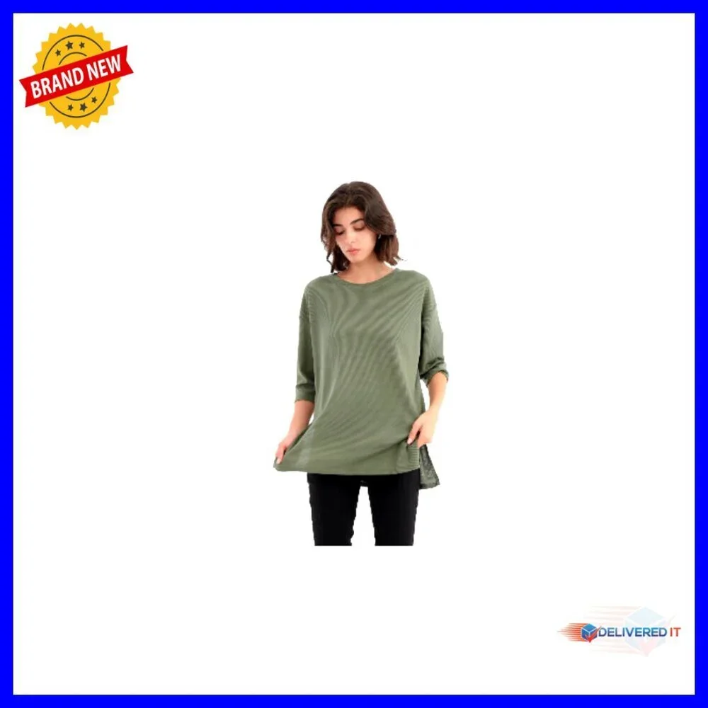 Oversized Waffle Knit Tops 3/4 Sleeve Loose Fit Casual Blouses 3 Pack - Picture 6 of 6
